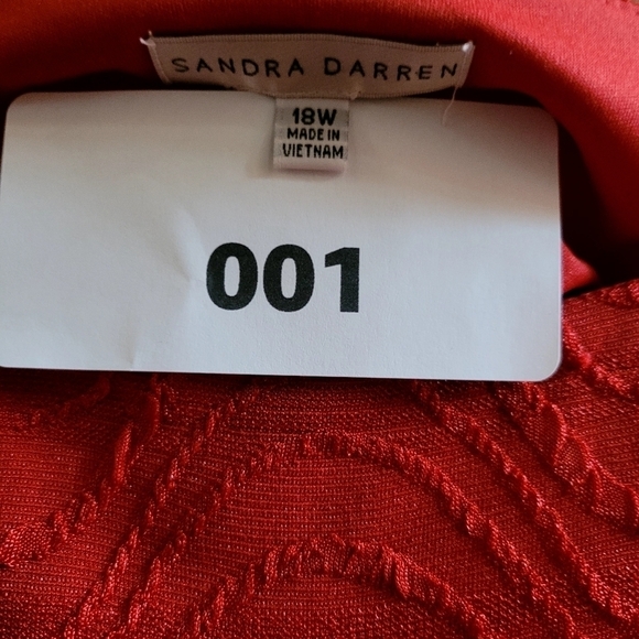 Sandra Darren 18W Red Dress Gold Chain Wedding Evening Party - Picture 2 of 2